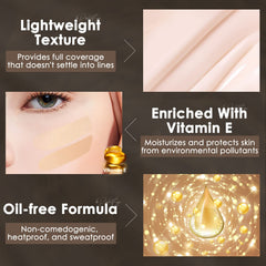 FOCALLURE PerfectBase Lasting Poreless Liquid Foundation, Medium to Full Coverage with Matte Finish, Covers Blemishes & Under-Eye Circles for All Skin Types, YL13 NUDE