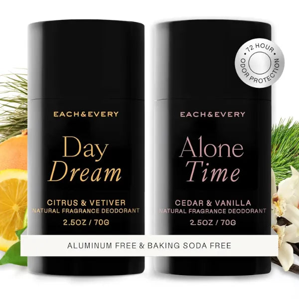Each & Every Aluminum-Free Deodorant Bundle – Citrus & Vetiver (2.5oz) + Cedar & Vanilla (2.5oz)
