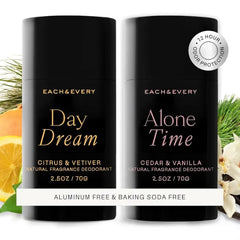 Each & Every Aluminum-Free Deodorant Bundle – Citrus & Vetiver (2.5oz) + Cedar & Vanilla (2.5oz)