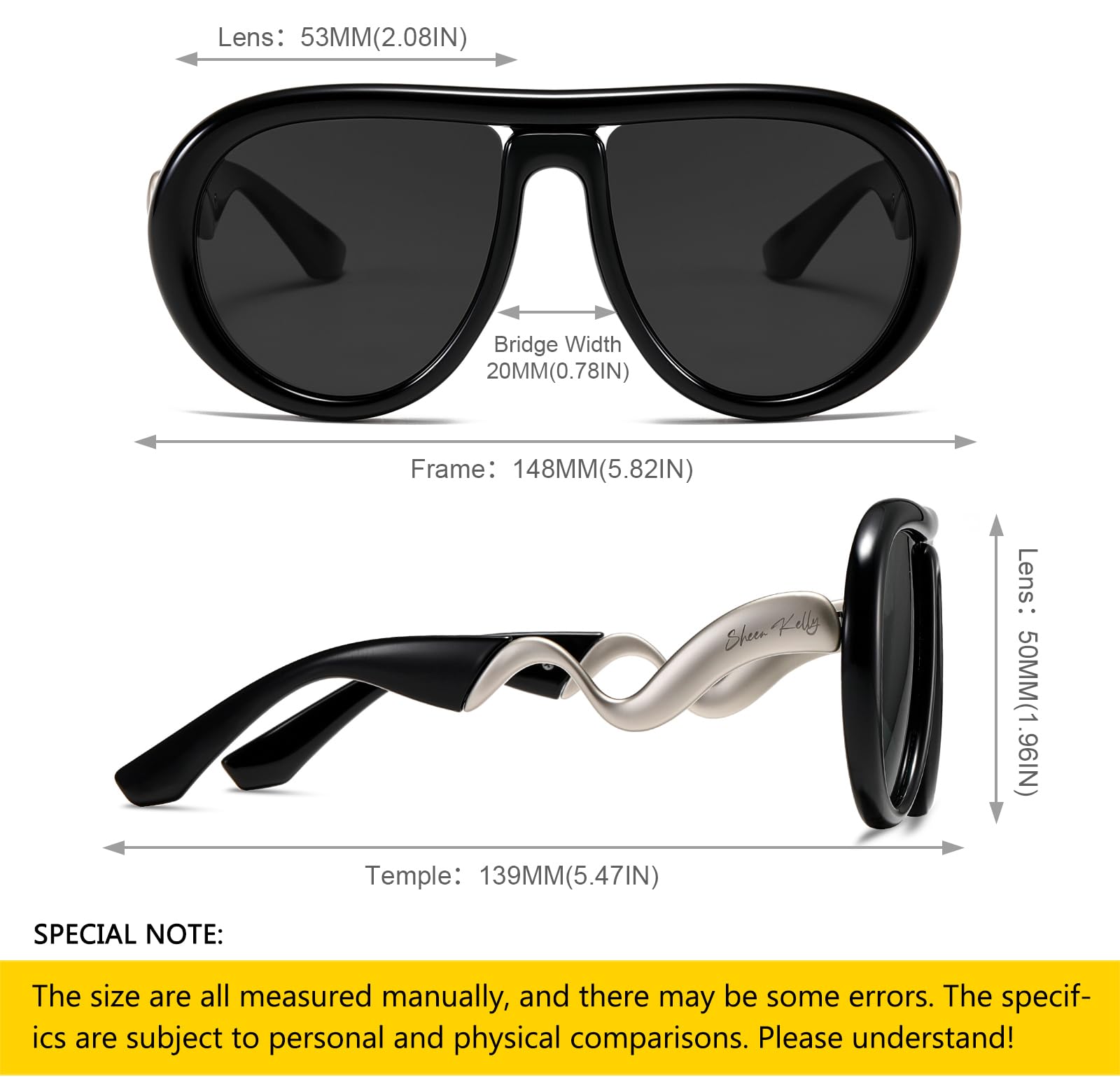 Oversized Trendy Polarized Pilot Sunglasses for Women Men Retro Oval Flat Top Frame Curved Metal Designer Eyewear