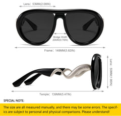 Oversized Trendy Polarized Pilot Sunglasses for Women Men Retro Oval Flat Top Frame Curved Metal Designer Eyewear