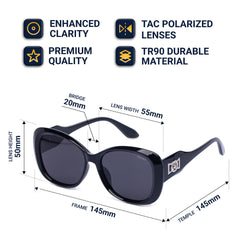 Flaneur Stylish Polarized Sunglasses for Women & Men Square-Frame - UV Protection, Lightweight, Scratch-Resistant, Trendy Eyewear & Accessories for Ladies UV400
