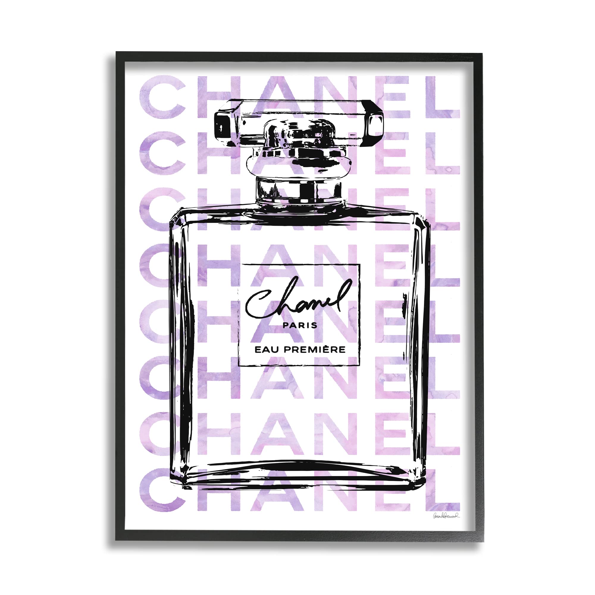 Stupell Industries Glam Black Purple Perfume Bottle Designer Cosmetic, Design by Amanda Greenwood