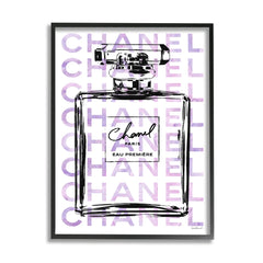 Stupell Industries Glam Black Purple Perfume Bottle Designer Cosmetic, Design by Amanda Greenwood