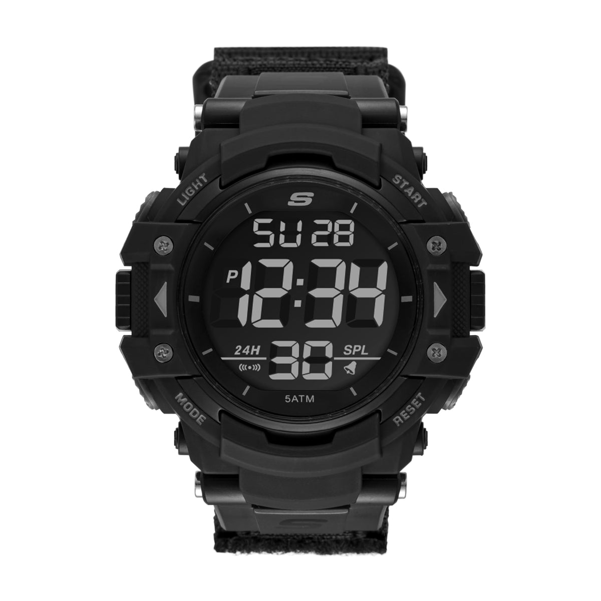 Skechers Casual Digital Watch for Men - Keats Black/Silver