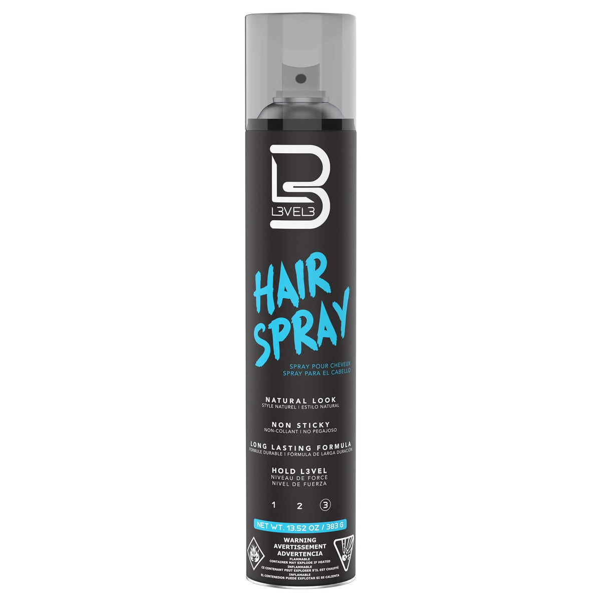 L3 Level 3 Hair Spray - Long Lasting and Strong Hold Hair Spray for Men and Women - Level Three - Suitable for All Hair Types, 383g