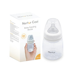 Nurtur Baby Feeding Bottle, 6oz, 0+ Months, Pack of 1, 180ml, BPA Free, Silicon Teat, White