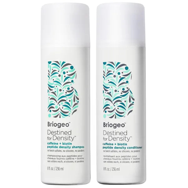 Briogeo Destined For Density Caffeine + Biotin Peptide Density Shampoo and Conditioner Set, Increases Hair Thickness and Volume for Fine or Thinning Hair, Vegan, Cruelty-Free, 2 x 8 fl oz