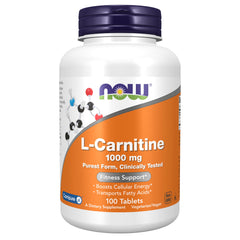 NOW Supplements L-Carnitine 1,000 mg, Purest Form, Amino Acid, Fitness Support 100 Tablets