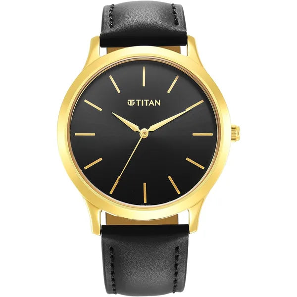 Titan Analog Black Dial Men's Watch-1825YL03, Black Colour, strap