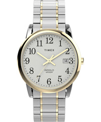 Timex Men's Easy Reader 35mm Watch – Gold-Tone Case White Dial with Gold-Tone Tapered Expansion Band - Two-Tone