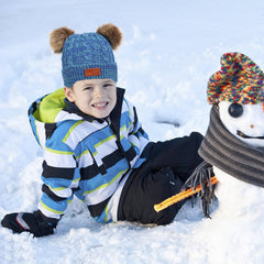 Kids Winter Hat Gloves Scarf Set for 2-6 Years Old - Warm Knit Pompom Beanie Cap Neck Warmer Gloves, Winter Warm Knitted Beanie Hat Scarf Gloves Set, Pure Plush - Blue