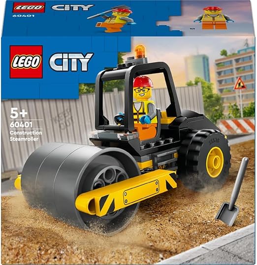 LEGO City Construction Steamroller, Vehicle Toy for Boys, Girls & Kids aged 5 Plus Years Old, Model Truck Building Set with a Worker Minifigure, Engineering Toys, Small Birthday Gift Idea 60401