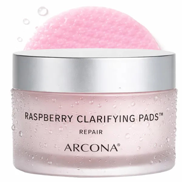 ARCONA Raspberry Clarifying Pads - Raspberry Extract, Witch Hazel, Salicylic Acid + Tea Tree Extracts Cleanse, Clarify + Protect Skin - 45 Pads