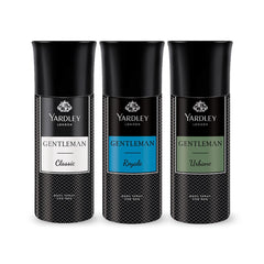 Yardley London Gentleman Range Deo Body Spray Tripack (Classic + Urbane + Royale) for Men, 150ml Each - Pack of 3