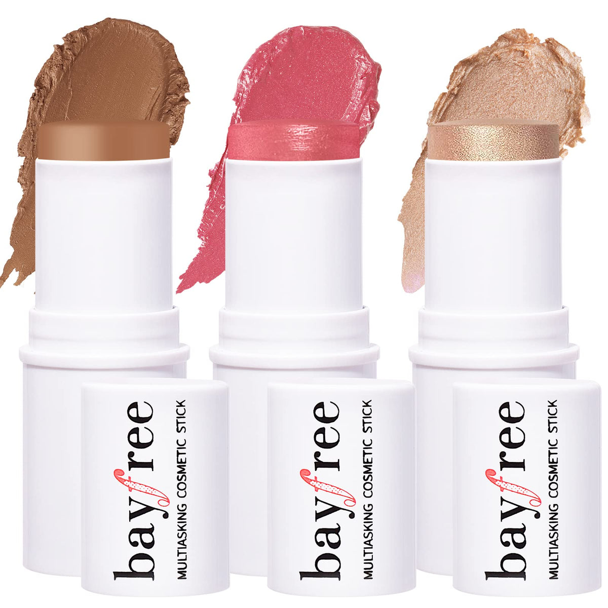 KIMUSE Cream Blush Stick, Highlighter & Contouring Stick, Creamy Texture with Luminous Finish, Versatile, Easy to Use, Makeup for All Skin Types (Roses Honey Nudes)