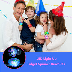 25 Pack LED Light Up Fidget Spinner Bracelets Party Favors For Kids 4-8 8-12,Glow in The Dark Party Supplies,Birthday Gifts,Treasure Box Toys for Classroom,Carnival Prizes,Pinata Goodie Bags Stuffers