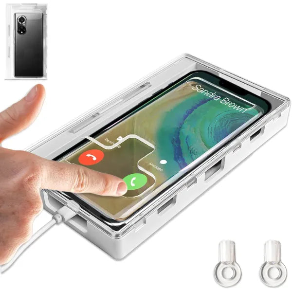 Habit Control Cell Phone Lock Box – Portable Cell Phone Jail Box with 2 Keys to Reduce Kid's & Student's Screen Time – Self-Control Locking Container to Boost Productivity for iPhone, Samsung Clear