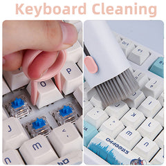 AWH Gtinna 7 in 1 Computer Keyboard Cleaning Brush Set Earbuds Cleaning Pen Wireless Bluetooth Headset Charging Box Electronics Keyboard Cleaning Tools Cleaner Keycap Puller Kit (Pink)
