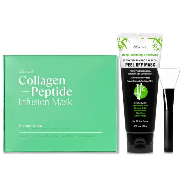Ebanel Bundle of Charcoal Peel Off Mask and Collagen Peptide Infusion Mask