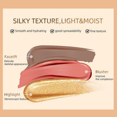 Liquid Contour Beauty Wand, Highlighter and Bronzer Stick with Cushion Applicator, Long Lasting Natural Shimmer Smooth Silky Cream Face Highlighter Bronzer Stick Makeup (#04)