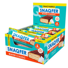 Snaq Fabriq Snaqfer Wafer with Vanilla Cream and Chocolate Flavor, Gluten Free and No Sugar Added - 12x45g