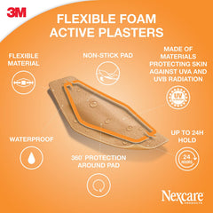 Nexcare 3M Active 360 Bandages, 23 mm x 28 mm, Pack of 1 x 44 Assorted Count