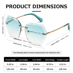 AEVOGUE Sunglasses For Women Oversized Rimless Diamond Cutting Lens Sun Glasses AE0534