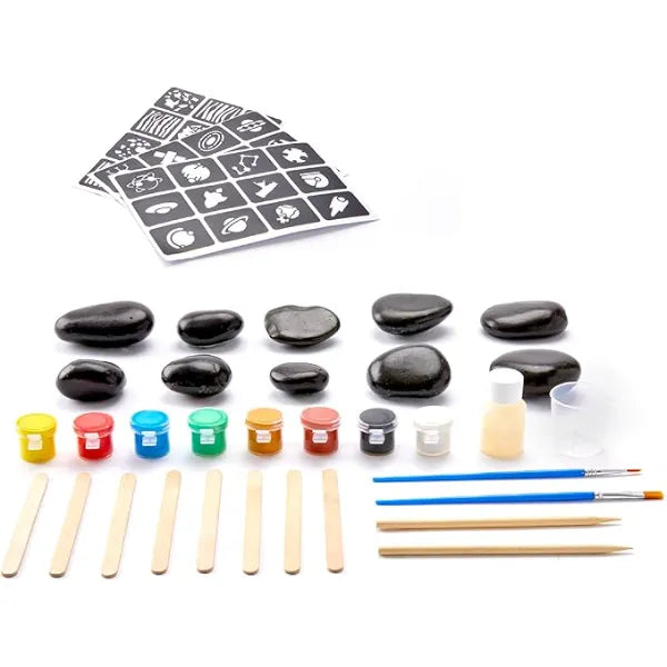 Discovery Solar System Studio Rock Art Kit, 35 Piece Space Craft Painting Set, Paint and Decorate Galaxy Rocks with Stencils, STEM Art Kit for Kids Ages 6+