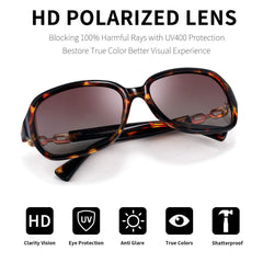 FEISEDY Women Polarized Sunglasses 100% UV400 Vintage Square Sun Glasses Outdoor Driving Fashion Shades for Women B2526