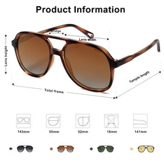SOJOS Retro Vintage Polarized Sunglasses Double Bridge Brow Bar Square Aviators SJ2174