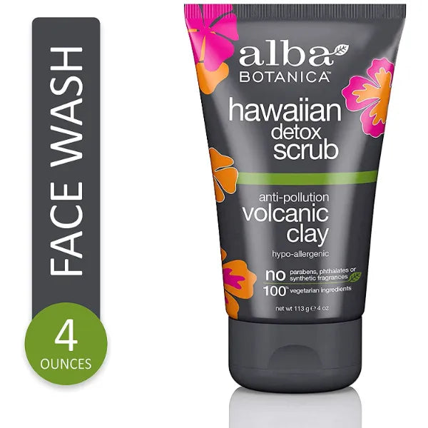 Alba Botanica Anti-Pollution Volcanic Clay Hawaiian Detox Scrub, 4 Oz