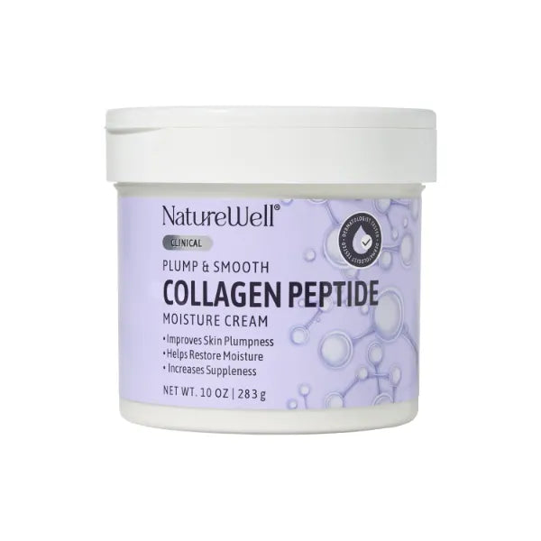 NATURE WELL Clinical Collagen Peptide Intense Moisture Cream for Face, Neck, & Body, Anti-Aging, Hydrates, Plumps, Restores Moisture, & Increases Suppleness, 10 Oz