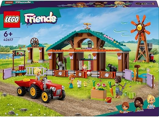 LEGO Friends Farm Animal Sanctuary, Playset with Tractor Toy for 6 Plus Year Old Girls, Boys & Kids, Role-Play Set Includes 3 Character Figures, 5 Animals and Food Accessories 42617