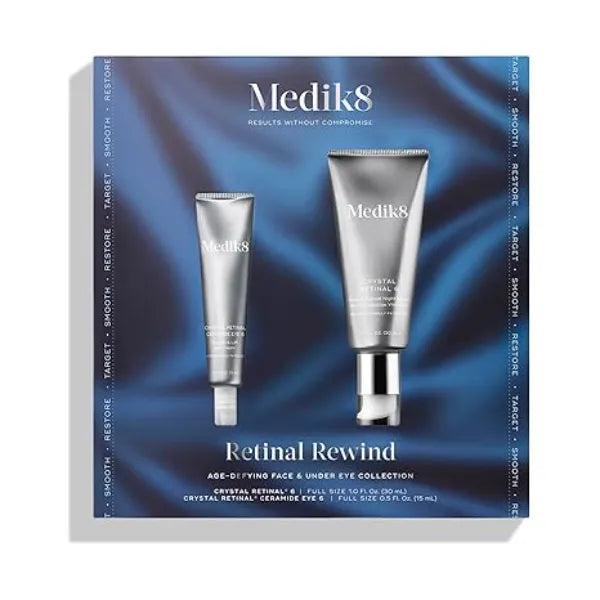 Medik8 Retinal Rewind Kit Retinal Face Serum and Under Eye Cream for Puffiness and Wrinkles Smoothing Serum for Face Hydrates Skin 2 pc