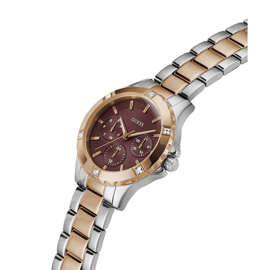 GUESS P SLV CS W/P RS GLD TR W/CRYS/SUN BURG DL/P SLV & RS GLD BRCT