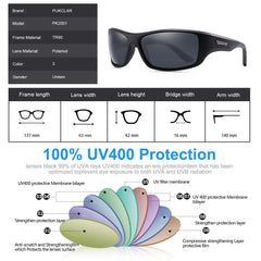 PUKCLAR Polarized Sports Sunglasses for Men Women Running Cycling Fishing Driving Golf TR90 Frame