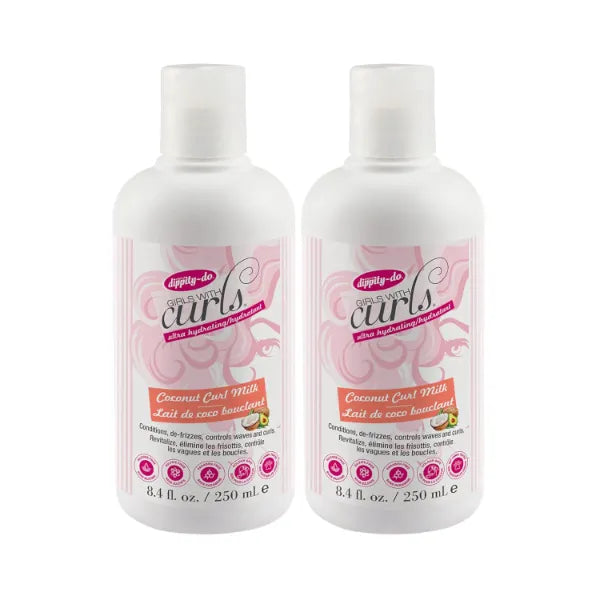 Dippity-Do Girls With Curls Ultra-Hydrating Coconut Curl Milk, Leave-In Conditioner, Curly Hair Cream For Women, Anti-Frizz, Deeply Nourishing & Moisturizing, Softening & Smoothening, 2 Pack