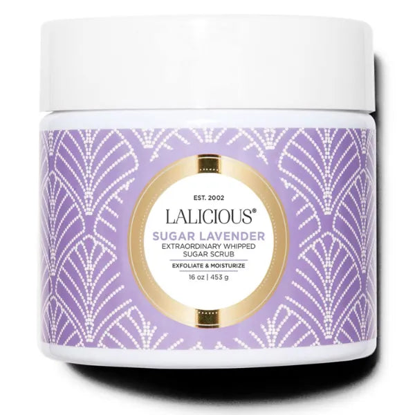 LaLicious Sugar Lavender Sugar Scrub, Exfoliating Body Scrub, Moisturizing Extraordinary Whipped Body Exfoliator, Gentle Exfoliating Body Scrubber Exfoliator for Radiant Skin, No Parabens - 16oz