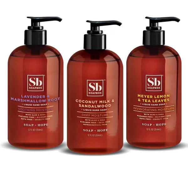 Soapbox Liquid Hand Soap Variety Pack Coconut, Lavender & Meyer Lemon
