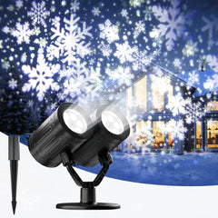 FAINSLIGO Christmas Snowflake Projector Lights Outdoor Double Head