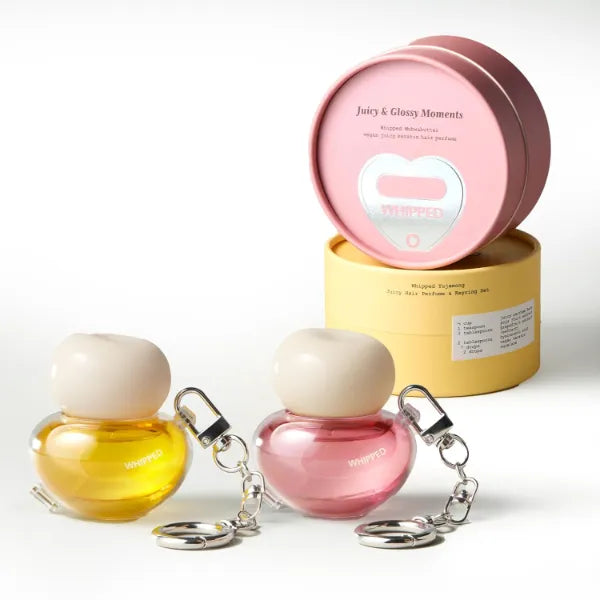 Whipped Vegan Hair Perfume Duo Gift Set for Women, Fig Woody & Yuja Cotton Citrus Scents, Long-Lasting Anti-Frizz Gloss, Holiday Stocking Stuffer, Keychain Bundle, 0.5 fl oz x 2