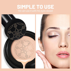 Mushroom Head Air Cushion Foundation, Nude Makeup Moisturising Whitening CC Cream Liquid Foundation Even Skin Colour Makeup Foundation (Natural)