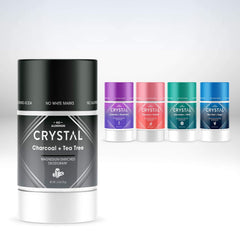 Crystal Essence Magnesium Solid Stick Natural Deodorant, Non-Irritating Aluminum Free Deodorant for Men or Women, Safely and Effectively Fights Odor, Baking Soda Free, Charcoal & Tea Tree, 2.5 oz