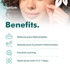 FemiSafe Acne Pimple Patch | 72 Invisible & Waterproof | Enriched with Salicylic Acid & Hydrocolloid | Spot Acne Patches for Unisex| Reduces pus overnight | Heal acne scars in 5-7 days |Sizes 8-12 mm