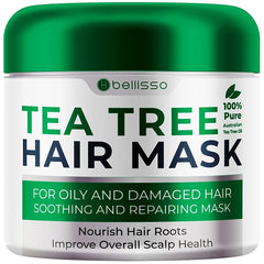 BELLISSO Tea Tree Oil Hair Mask - Deep Conditioner Treatment for All Hair Types - Intense Hydration Care and Protein Moisture Repair for Women and Men.