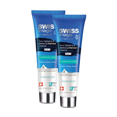 Swiss Image Pore Tightening & Mattifying Charcoal Cleanser 3 In 1, 2 x 100ml, Salicylic Acid Face Wash, Scrub & Mask, Treats Acne, Deep Cleanses, Gently Exfoliates for Combination To Oily Skin