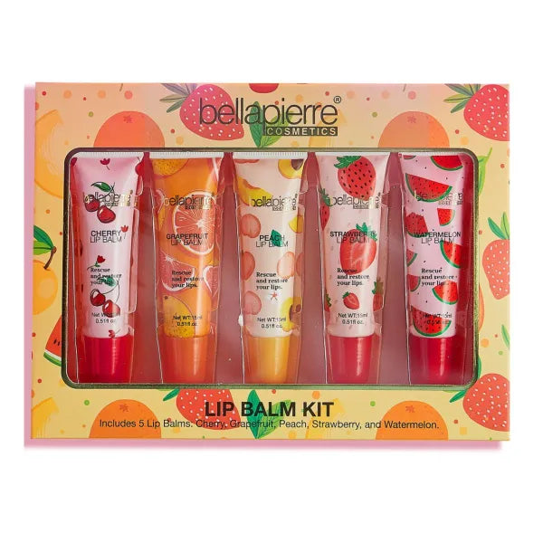 bellapierre Cosmetics 5-Piece Natural Lip Balm Kit, Moisturizing Lip Gloss, Fruit Flavored Liquid Lip Balm Collection