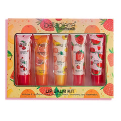 bellapierre Cosmetics 5-Piece Natural Lip Balm Kit, Moisturizing Lip Gloss, Fruit Flavored Liquid Lip Balm Collection