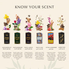 Dukhni Ma’amoul Attar Oil Set | Authentic Arabic Fragrance Oils| Long- lasting Halal Scents for Ramadan & Eid Gifts | Oud Mukhalat, Oud Mubakhar, Oud Abyad, Oud Ya Aini, Attar Al Bakhoor, Ambar Oud